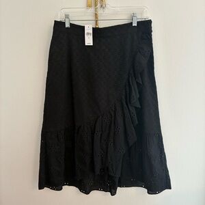 LOFT Black Asymmetrical Eyelet Skirt NEW Size 8